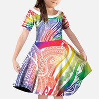 Aloha Pride Rainbow Tie Dye Family Matching Summer Maxi Dress and Hawaiian Shirt Humpback Whale - Love is Love LT7 Daughter's Dress Colorful - Polynesian Pride
