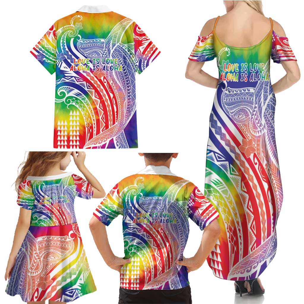 Aloha Pride Rainbow Tie Dye Family Matching Summer Maxi Dress and Hawaiian Shirt Humpback Whale - Love is Love LT7 - Polynesian Pride