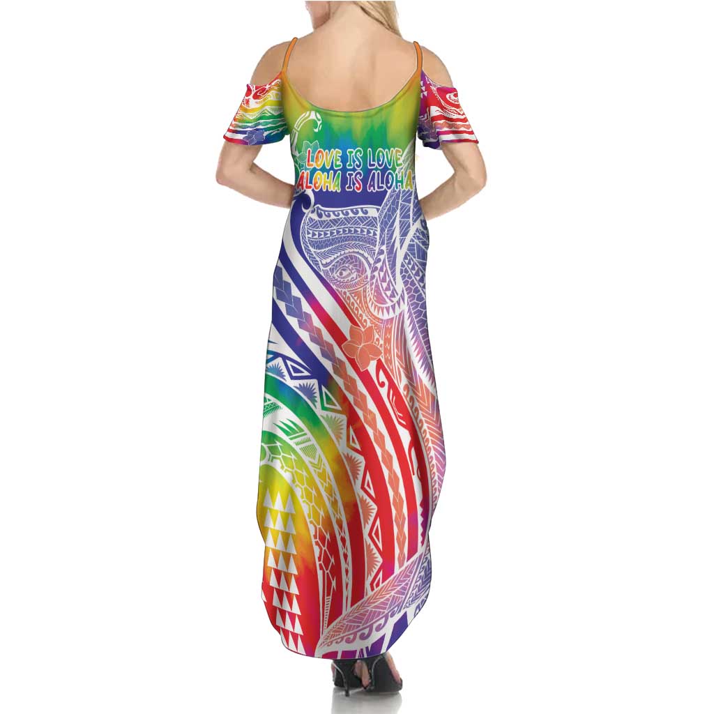 Aloha Pride Rainbow Tie Dye Family Matching Summer Maxi Dress and Hawaiian Shirt Humpback Whale - Love is Love LT7 - Polynesian Pride