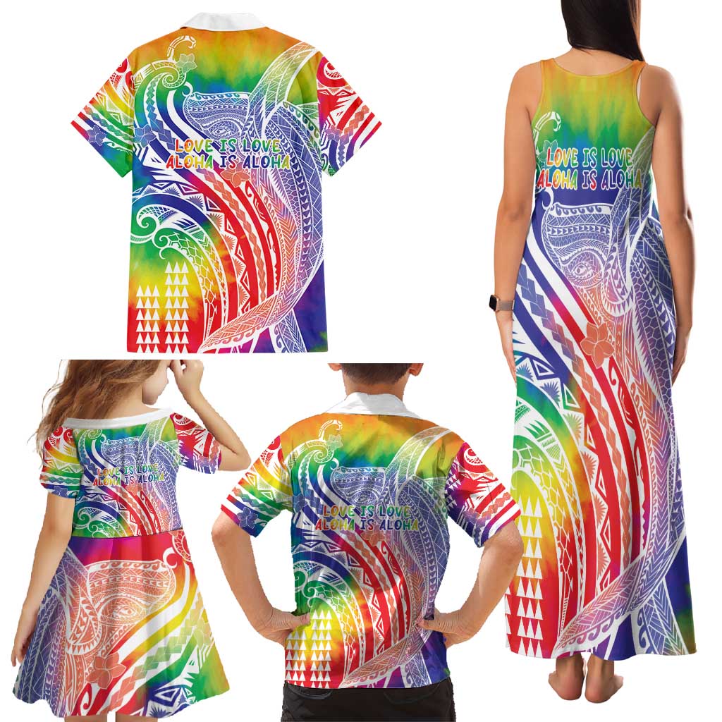 Aloha Pride Rainbow Tie Dye Family Matching Tank Maxi Dress and Hawaiian Shirt Humpback Whale - Love is Love LT7 - Polynesian Pride