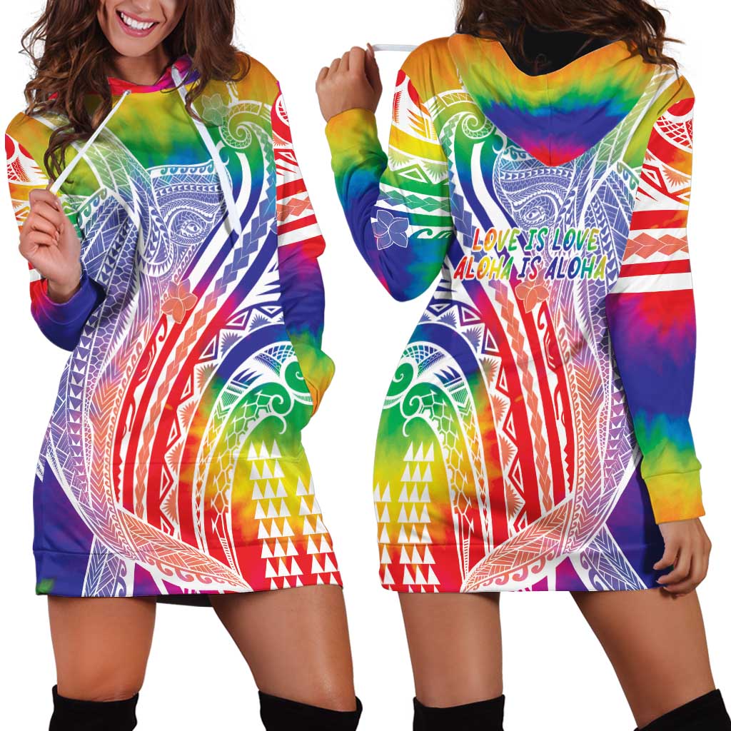 Aloha Pride Rainbow Tie Dye Hoodie Dress Humpback Whale - Love is Love