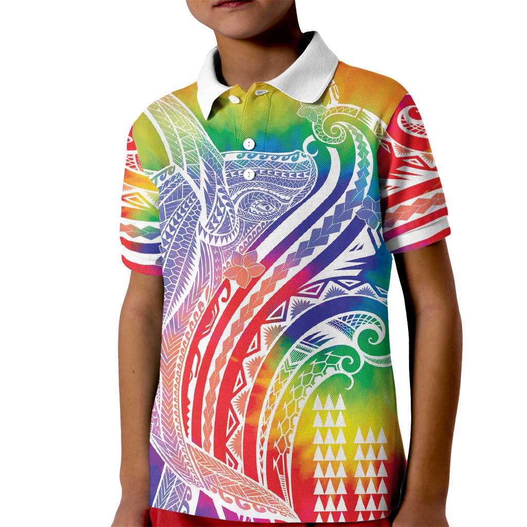 Aloha Pride Rainbow Tie Dye Kid Polo Shirt Humpback Whale - Love is Love