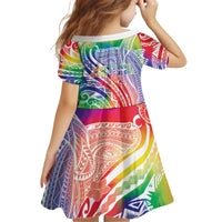 Aloha Pride Rainbow Tie Dye Kid Short Sleeve Dress Humpback Whale - Love is Love