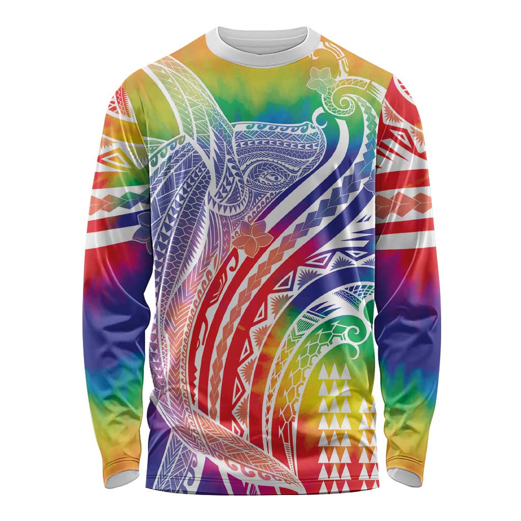 Aloha Pride Rainbow Tie Dye Long Sleeve Shirt Humpback Whale - Love is Love