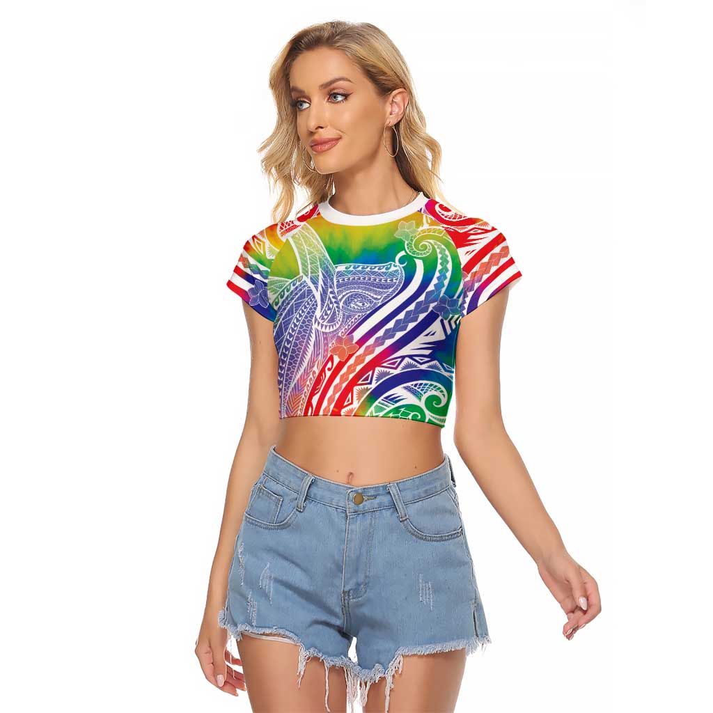 Aloha Pride Rainbow Tie Dye Raglan Cropped T Shirt Humpback Whale - Love is Love
