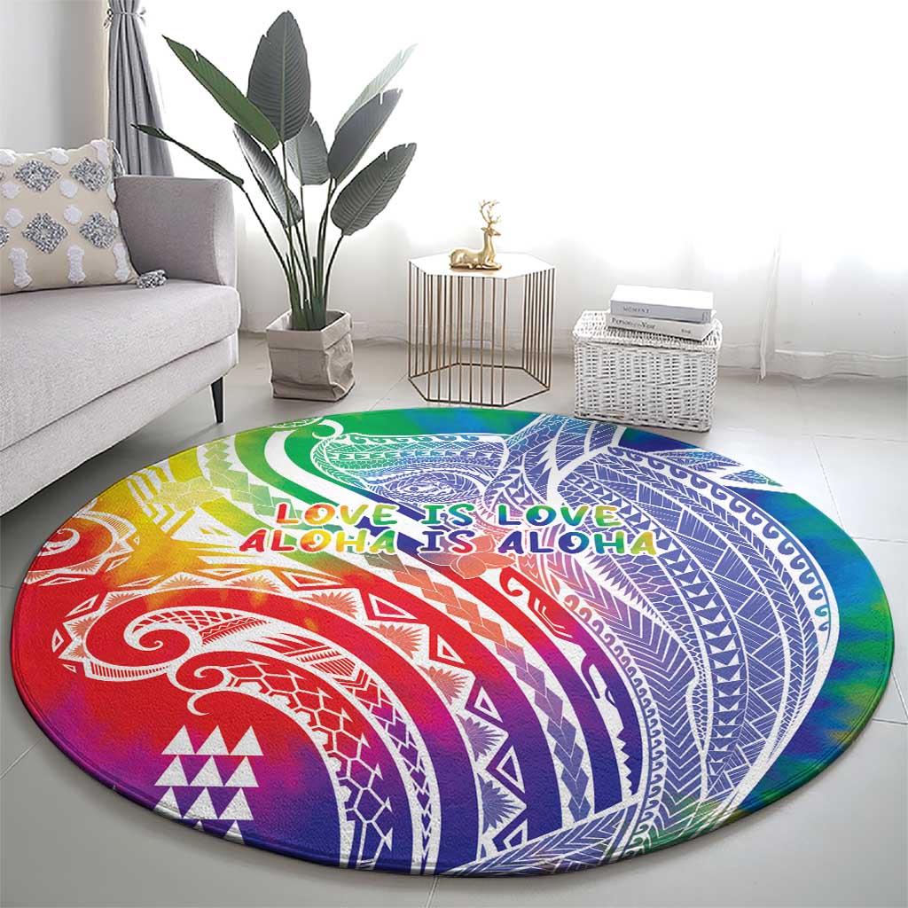 Aloha Pride Rainbow Tie Dye Round Carpet Humpback Whale - Love is Love