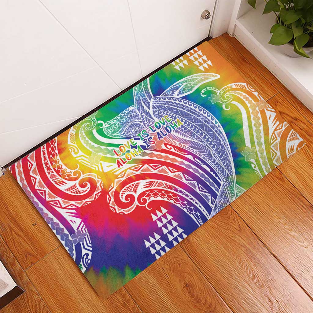 Aloha Pride Rainbow Tie Dye Rubber Doormat Humpback Whale - Love is Love