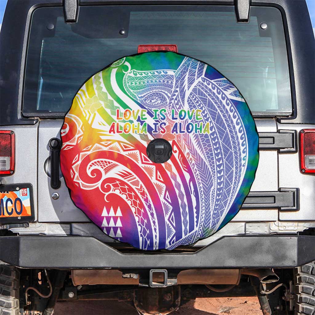 Aloha Pride Rainbow Tie Dye Spare Tire Cover Humpback Whale - Love is Love