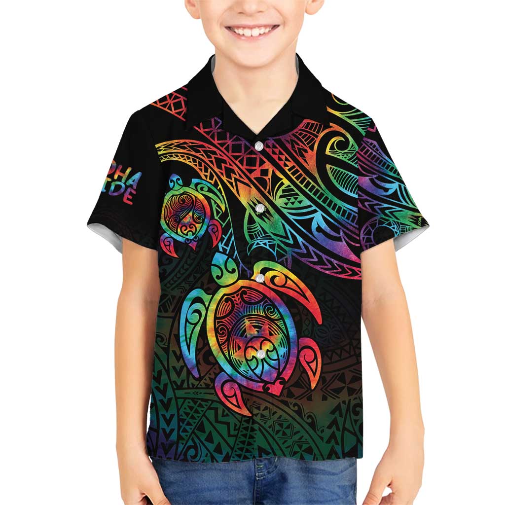 Hawaii Pride Family Matching Off Shoulder Maxi Dress and Hawaiian Shirt Rainbow Swirls