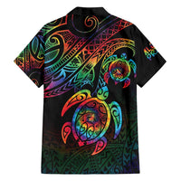 Hawaii Pride Family Matching Off Shoulder Short Dress and Hawaiian Shirt Rainbow Swirls