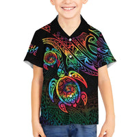 Hawaii Pride Family Matching Puletasi and Hawaiian Shirt Rainbow Swirls