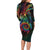 Hawaii Pride Long Sleeve Bodycon Dress Rainbow Swirls
