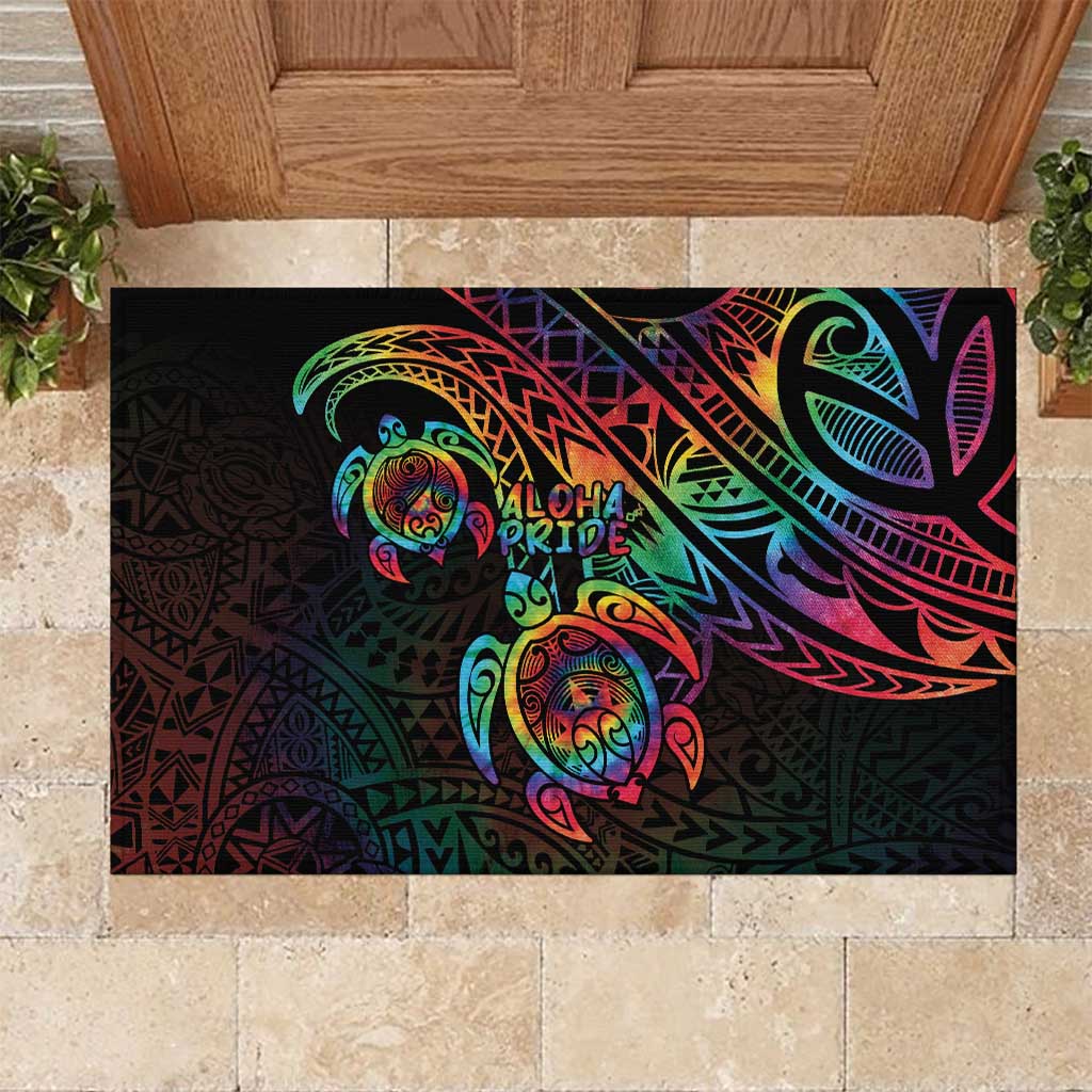 Hawaii Pride Rubber Doormat Rainbow Swirls