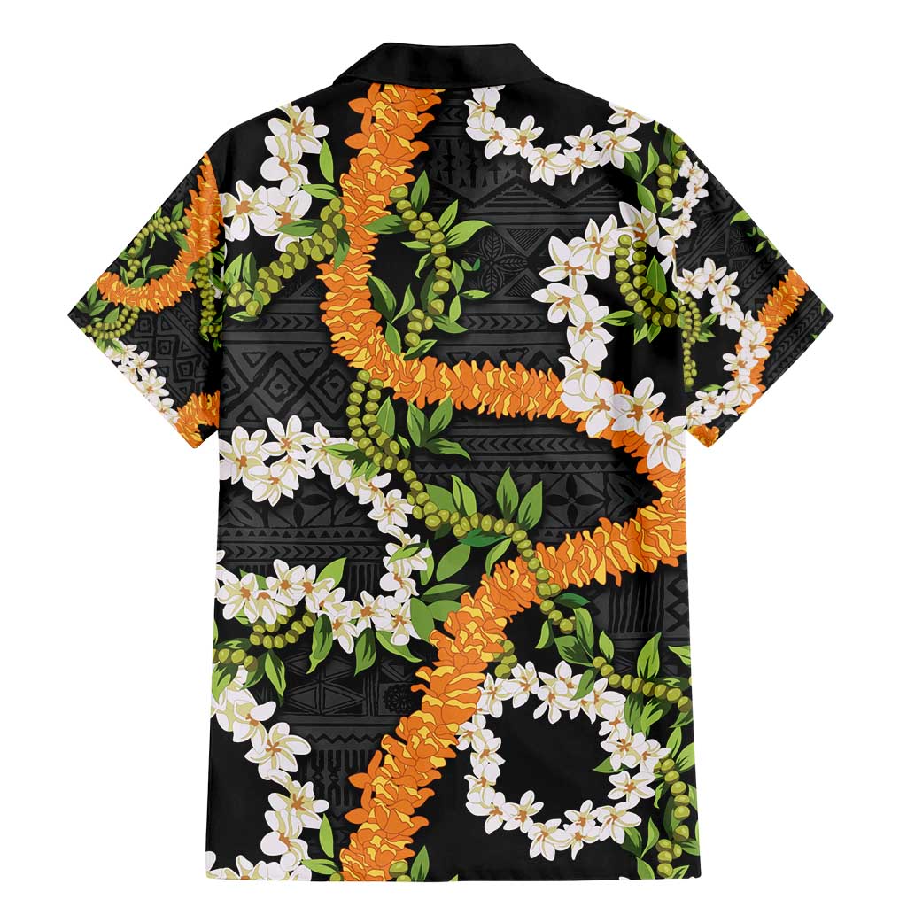 Aloha Festive Hawaii Family Matching Mermaid Dress and Hawaiian Shirt Mokihana - Maile and Ilima on Black LT7 - Polynesian Pride