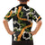 Aloha Festive Hawaii Family Matching Off The Shoulder Long Sleeve Dress and Hawaiian Shirt Mokihana - Maile and Ilima on Black - Polynesian Pride