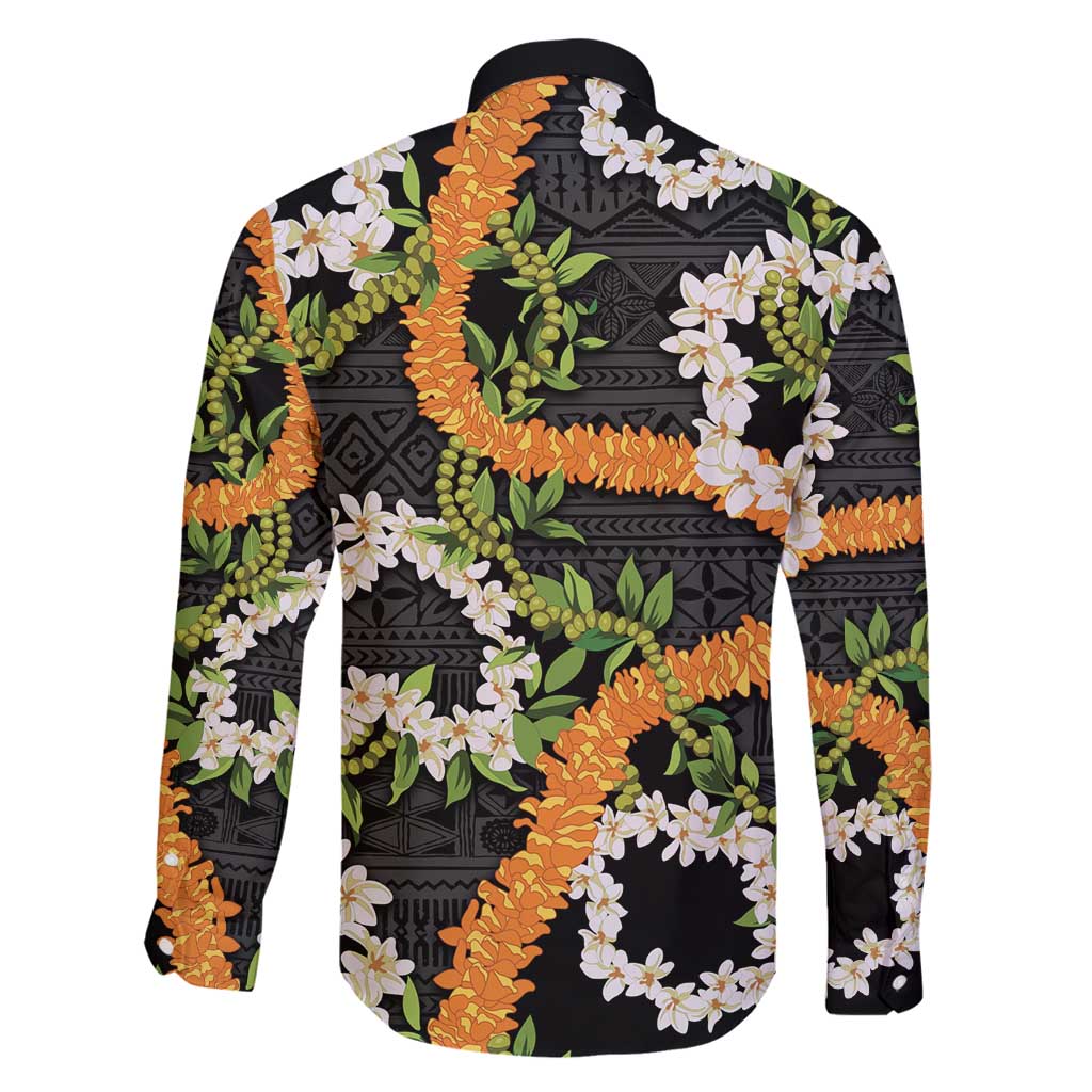 Aloha Festive Hawaii Family Matching Tank Maxi Dress and Hawaiian Shirt Mokihana - Maile and Ilima on Black LT7 - Polynesian Pride