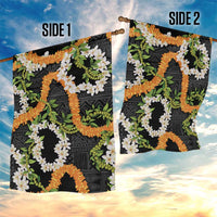 Aloha Festive Hawaii Garden Flag Mokihana - Maile and Ilima on Black LT7 - Polynesian Pride