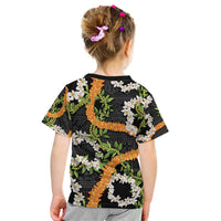 Aloha Festive Hawaii Kid T Shirt Mokihana - Maile and Ilima on Black LT7 - Polynesian Pride
