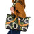 Aloha Festive Hawaii Leather Tote Bag Mokihana - Maile and Ilima on Black - Polynesian Pride