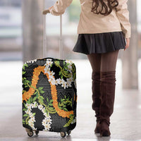 Aloha Festive Hawaii Luggage Cover Mokihana - Maile and Ilima on Black - Polynesian Pride