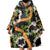 Aloha Festive Hawaii Wearable Blanket Hoodie Mokihana - Maile and Ilima on Black - Polynesian Pride