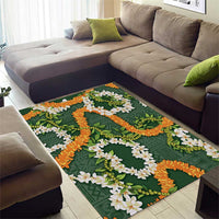 Aloha Festive Hawaii Area Rug Mokihana - Maile and Ilima on Forest Green LT7 - Polynesian Pride