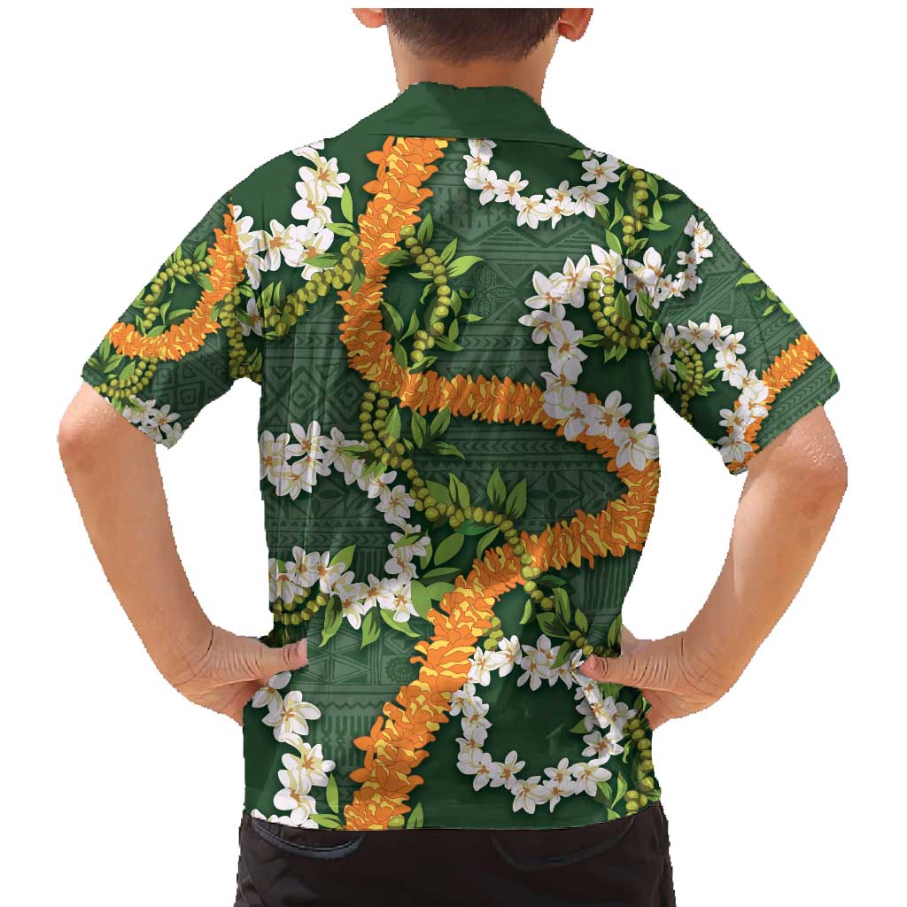 Aloha Festive Hawaii Family Matching Mermaid Dress and Hawaiian Shirt Mokihana - Maile and Ilima on Forest Green LT7 - Polynesian Pride
