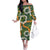Aloha Festive Hawaii Family Matching Off The Shoulder Long Sleeve Dress and Hawaiian Shirt Mokihana - Maile and Ilima on Forest Green - Polynesian Pride