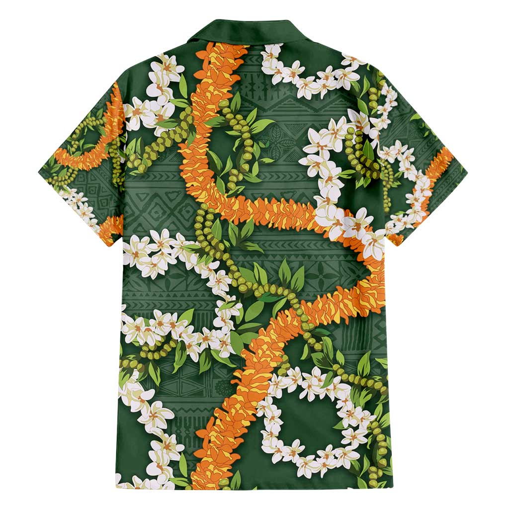 Aloha Festive Hawaii Family Matching Off Shoulder Maxi Dress and Hawaiian Shirt Mokihana - Maile and Ilima on Forest Green LT7 - Polynesian Pride