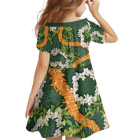 Aloha Festive Hawaii Family Matching Short Sleeve Bodycon Dress and Hawaiian Shirt Mokihana - Maile and Ilima on Forest Green LT7 - Polynesian Pride