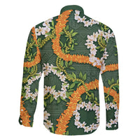 Aloha Festive Hawaii Family Matching Summer Maxi Dress and Hawaiian Shirt Mokihana - Maile and Ilima on Forest Green LT7 - Polynesian Pride