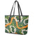Aloha Festive Hawaii Leather Tote Bag Mokihana - Maile and Ilima on Forest Green - Polynesian Pride