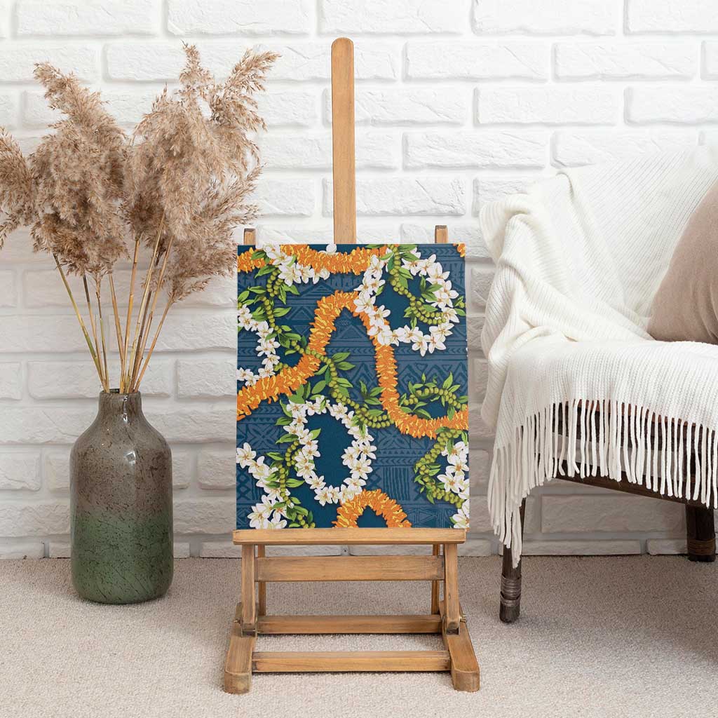 Aloha Festive Hawaii Canvas Wall Art Mokihana - Maile and Ilima on Navy Blue - Polynesian Pride