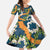 Aloha Festive Hawaii Family Matching Off The Shoulder Long Sleeve Dress and Hawaiian Shirt Mokihana - Maile and Ilima on Navy Blue - Polynesian Pride