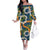 Aloha Festive Hawaii Family Matching Off The Shoulder Long Sleeve Dress and Hawaiian Shirt Mokihana - Maile and Ilima on Navy Blue - Polynesian Pride