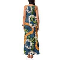 Aloha Festive Hawaii Family Matching Tank Maxi Dress and Hawaiian Shirt Mokihana - Maile and Ilima on Navy Blue LT7 - Polynesian Pride