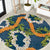 Aloha Festive Hawaii Round Carpet Mokihana - Maile and Ilima on Navy Blue - Polynesian Pride