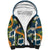 Aloha Festive Hawaii Sherpa Hoodie Mokihana - Maile and Ilima on Navy Blue - Polynesian Pride