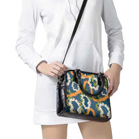 Aloha Festive Hawaii Shoulder Handbag Mokihana - Maile and Ilima on Navy Blue - Polynesian Pride