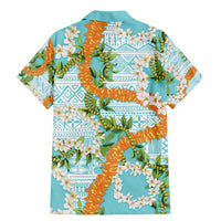 Aloha Festive Hawaii Family Matching Mermaid Dress and Hawaiian Shirt Mokihana - Maile and Ilima on Turquoise LT7 - Polynesian Pride