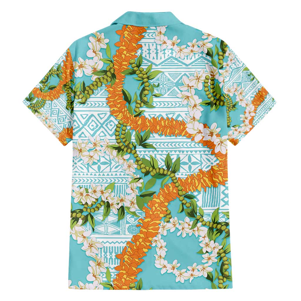 Aloha Festive Hawaii Family Matching Off Shoulder Maxi Dress and Hawaiian Shirt Mokihana - Maile and Ilima on Turquoise LT7 - Polynesian Pride