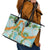 Aloha Festive Hawaii Leather Tote Bag Mokihana - Maile and Ilima on Turquoise - Polynesian Pride