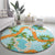 Aloha Festive Hawaii Round Carpet Mokihana - Maile and Ilima on Turquoise - Polynesian Pride
