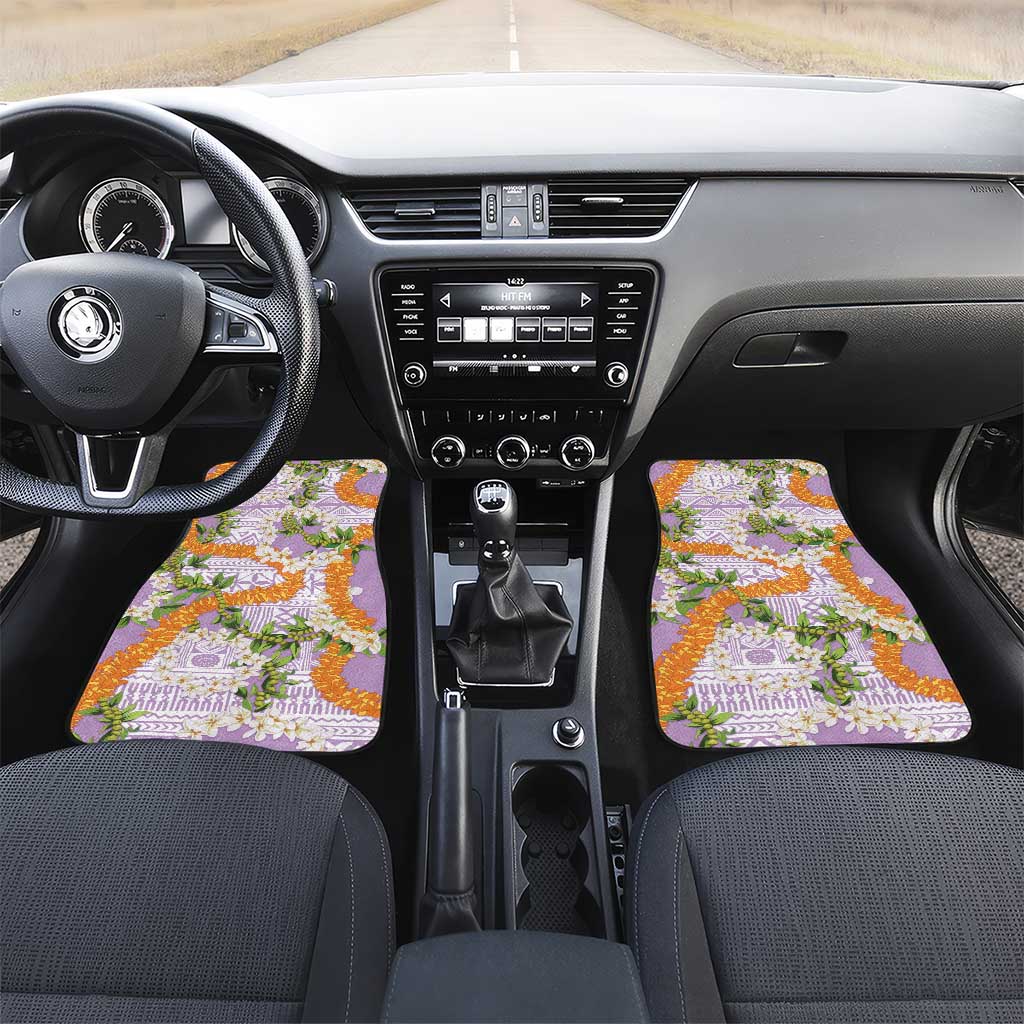 Aloha Festive Hawaii Car Mats Mokihana - Maile and Ilima on Lilac - Polynesian Pride