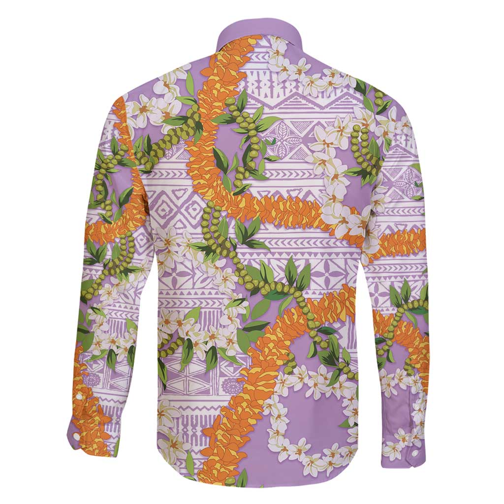 Aloha Festive Hawaii Family Matching Long Sleeve Bodycon Dress and Hawaiian Shirt Mokihana - Maile and Ilima on Lilac LT7 - Polynesian Pride