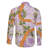 Aloha Festive Hawaii Family Matching Long Sleeve Bodycon Dress and Hawaiian Shirt Mokihana - Maile and Ilima on Lilac LT7 - Polynesian Pride