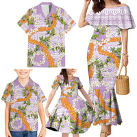 Aloha Festive Hawaii Family Matching Mermaid Dress and Hawaiian Shirt Mokihana - Maile and Ilima on Lilac LT7 - Polynesian Pride