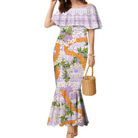 Aloha Festive Hawaii Family Matching Mermaid Dress and Hawaiian Shirt Mokihana - Maile and Ilima on Lilac LT7 Mom's Dress Lilac - Polynesian Pride