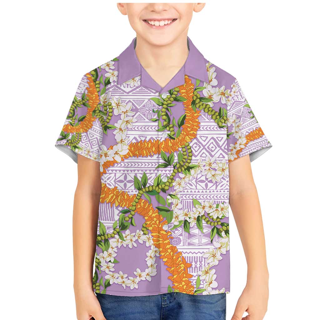 Aloha Festive Hawaii Family Matching Mermaid Dress and Hawaiian Shirt Mokihana - Maile and Ilima on Lilac LT7 Son's Shirt Lilac - Polynesian Pride