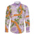 Aloha Festive Hawaii Family Matching Off The Shoulder Long Sleeve Dress and Hawaiian Shirt Mokihana - Maile and Ilima on Lilac - Polynesian Pride